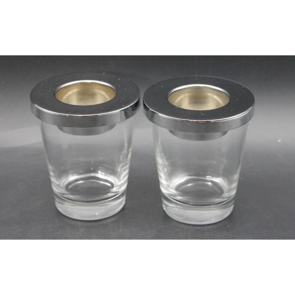 PartyLite Versatility Votive Candle Holders P8488 Glass Metal Tealight Set of 2
